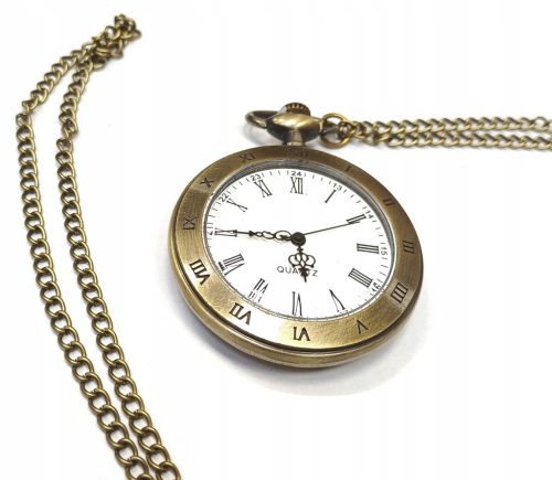  Roman numeral pocket watch, compass - retro style - bronze