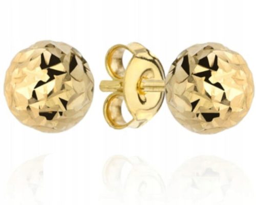  GOLD DIAMOND EARRINGS BALLS BALLS STUD SCREWS 333 4 MM ENGRAVING