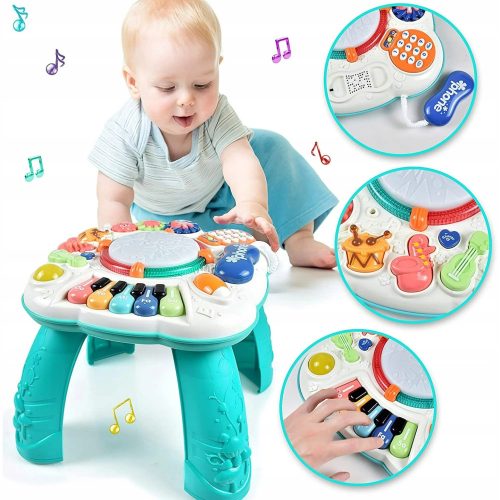  EDUCATIONAL TABLE, INTERACTIVE MUSIC BOARD FOR CHILDREN, PIANO, DRUM