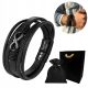  Men's bracelet LEATHER black ENGRAVING infinity VALENTINE'S DAY + FREE