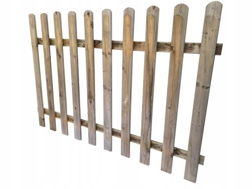 2× wooden picket fence 180x120cm, straight garden, impregnated