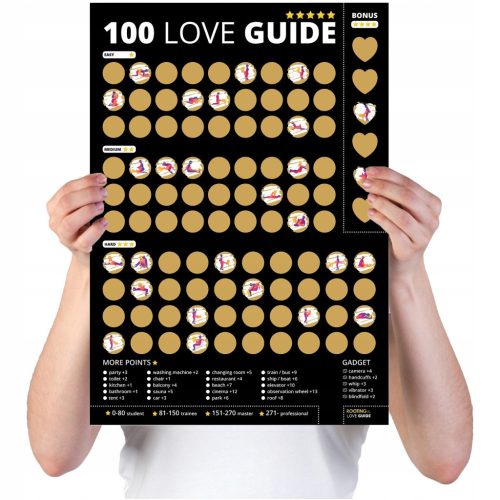  100 x KAMASUTRA SCRATCH - LOVE POSITIONS POSTER FOR COUPLES - 100 LOVE GUIDE