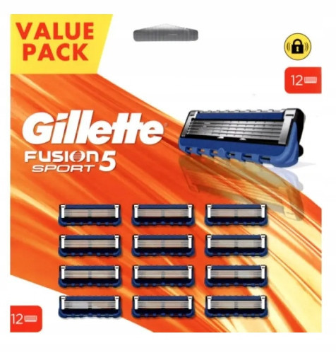  Original cartridges for Gillette Fusion 5 Sport razor, 12 pieces, bulk pack