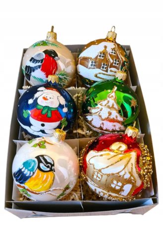  Decorated ball, sets 8 cm 6 pcs.