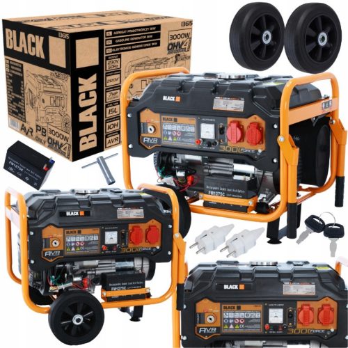 Portable Single Phase Generator Black 3000 W Petrol