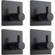 4x SELF-ADHESIVE HANGER, BLACK TOWEL HOOK