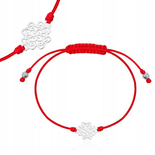  Silver string bracelet clover on red string silver 925