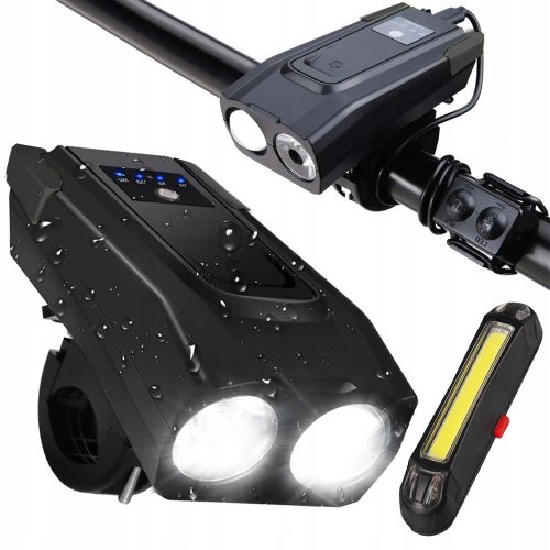  POWERFUL BICYCLE LIGHT FRONT REAR LED LOUD BELL BATTERY 2in1