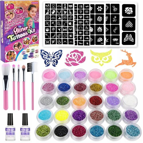  WASHABLE GLITTER TATTOOS STUDIO LARGE SET 151e