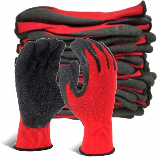 Gants ROUGES gants de travail enduits de latex taille 9 - L 10 paires