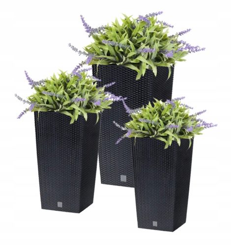  Prosperplast flowerpot 22 cm x 22 x 42 cm diameter 10 cm plastic in grey and silver tones + 2 more products