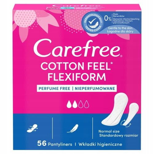  Carefree Cotton Flexiform Unscented Panty Liners 56 pcs