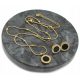  GOLD JEWELRY SET SURGICAL STEEL BLACK EYE CLOCK 12 mm