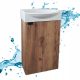 Set of wall mounted bathroom cabinet with washbasin, 40 x 33 cm, matt gold oak