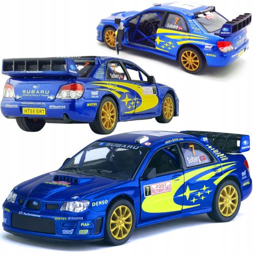  Auto Kinsmart Subaru Impreza 1:36 blau + CAR BOX AUTOMODELL KINSMART