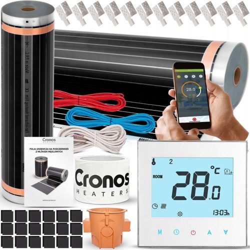 CRONOS HEIZFOLIE INFRAROTMATTE MIT WiFi THERMOSTAT 140W/m2 20m2