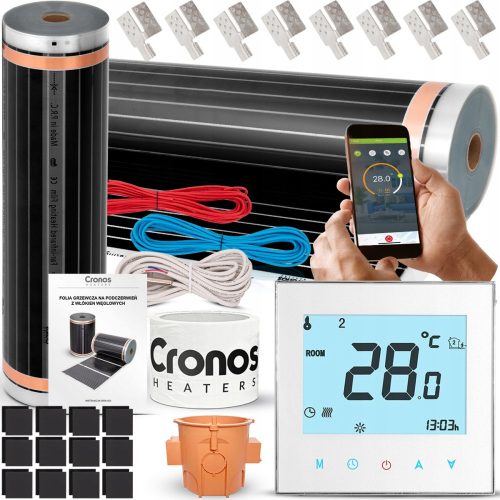 CRONOS HEIZFOLIE INFRAROTMATTE MIT WiFi THERMOSTAT 140W/m2 5m2