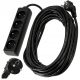 Berge Strip extension cable 10 m, 4 pcs. sockets, black