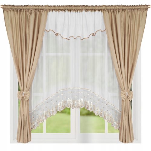 CURTAIN SET WITH VOIL CURTAIN AND GUIPURE EMBROIDERED AWNING 400x160cm