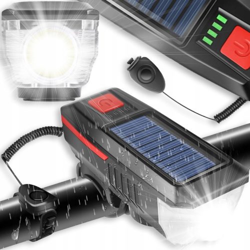  LTC Bicycle Lighting SOLAR BICYCLE LIGHT POWERFUL LOUD BELL 1000 lm Battery