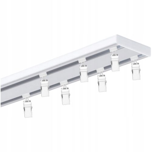  Curtain rod, aluminum ceiling rail, double, ALU, white frog prints, 250 cm