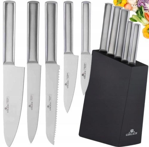 Kitchen knife sets Knife set in Gerlach Ambiente silver block, 5-pcs.