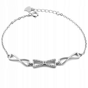  Silver Bow Bracelet with Zircons