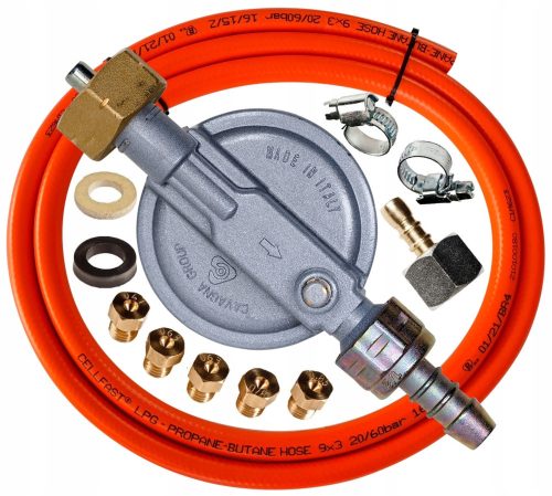  11 kg cylinder reducer with excess gas outlet valve. COOKER NOZZLE HOSE 2 m