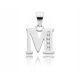  Silver pendant letter M with cubic zirconia 925