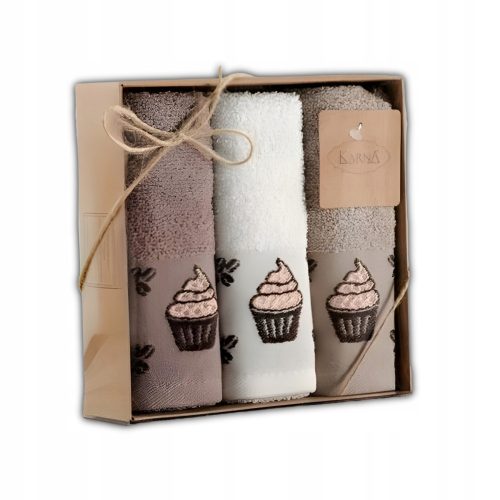 Sets Towels Embroidered cotton towel CUPCAKE/3404/ 3x30x50 set.