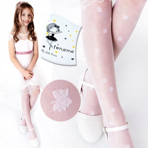  WHITE FLOWERS Girls' thin tights with SHINE 20den fenome