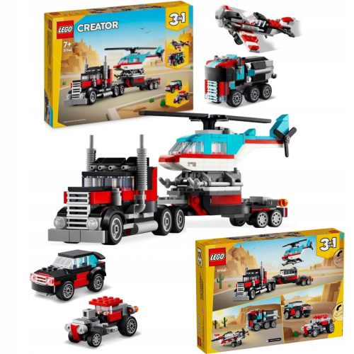  LEGO Creator 31146 Flatbed Truck and Helicopter + Card Christmas, Grandmother's Day, Grandfather's Day, Women's Day, Mother's Day, New Year, Birthday, 15 x 12 cm