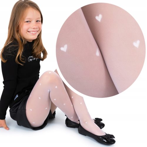  HEARTS WHITE Thin tights 20den Girls with SHINE Fenome