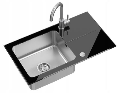 Quadron JACK 111 single-bowl sink, black glass