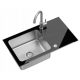 Quadron JACK 111 single-bowl sink, black glass