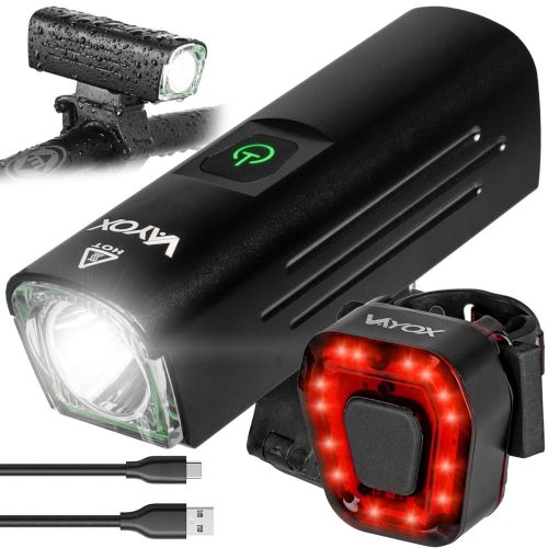  Vayox VA0071 bicycle light 1300 lm battery + Vayox VA0048 bicycle light with built-in battery red