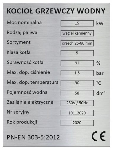 wood stove, eco-pea coal, 15 kW hard coal