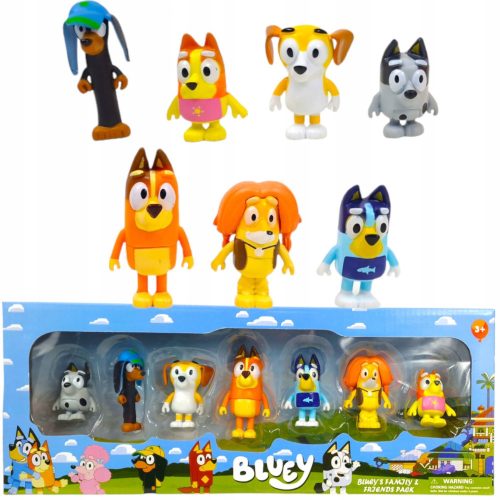  BLUE SET OF 7 FIGURES FAMILY FIGURES BINGO CHILI BANDIT MOTHER GIFT 8CM