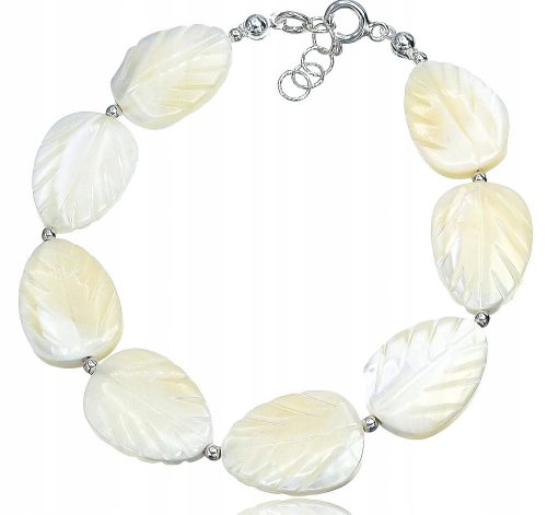  Mother of Pearl Beautiful Bracelet Leaves Silver