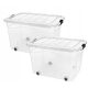  Container, toy box with lid on wheels 100L Transparent 2 pcs