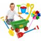 COMPLETE SANDBOX SET, CARRIER, BUCKET, SHOVEL, RABBES, MOLDS 8596