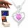  Necklace Silver 925 Pink Flower Heart Heart with Rose Zircons + PRINT