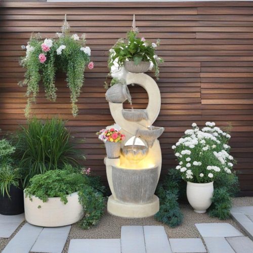  GARDEN FOUNTAIN "INA" Height 135 cm!!! Training LED!!! GARDEN-TERRACE-PATIO