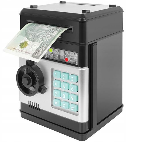  Secure Piggy Bank ATM for Coins, Banknotes + PIN