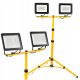 Standing halogen lamp stand, double Ledlux 160 cm yellow + 2× halogen cold white 9000 lm 100 W