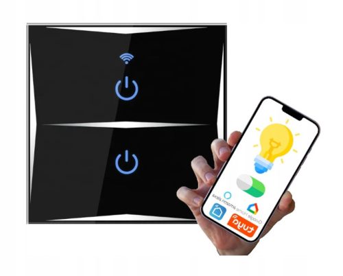  LED LIGHT SWITCH DOUBLE PREMIUM SMART WIFI GLASS TOUCH