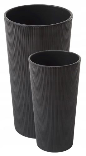  Flowerpot Lamela 19 cm x 19 x 36 cm diameter 19 cm plastic black + Flowerpot Lamela 47 cm x 25 x 46.6 cm diameter 25 cm plastic black