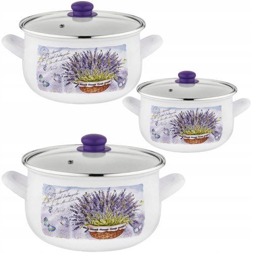 Set de cuisine et de casseroles Emalia Pleszew Lavenda émaillé 5 pièces.