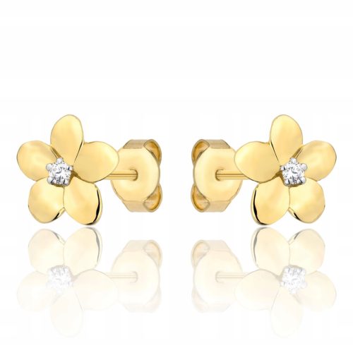  Gold earrings with cubic zirconia FLOWERS Gift 2.1174