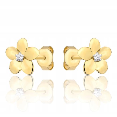  Gold earrings with cubic zirconia FLOWERS Gift 2.1174